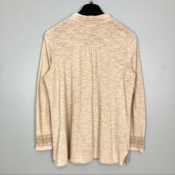 J. Jill Embroidered Knit Top Women’s Size M Button Front Long Sleeves Fairisle - Picture 6 of 9